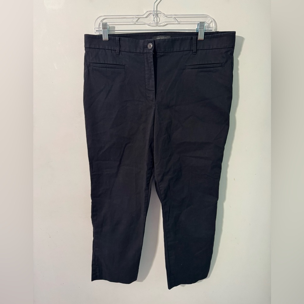 Ann Taylor Black Chino Pants - Mid Rise Flat Front Ankle Straight Leg size 12